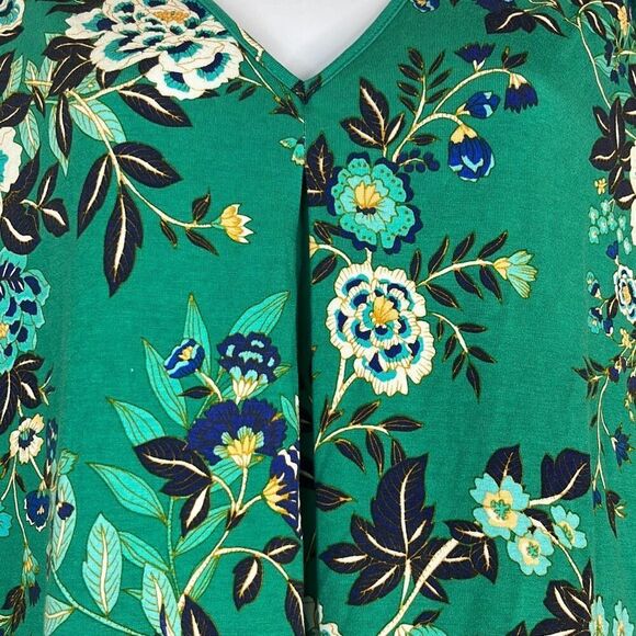 Daniel Rainn 2X Plus Sleeveless Blouse Green Floral Lace Accents Cutout NWOT - Picture 4 of 12